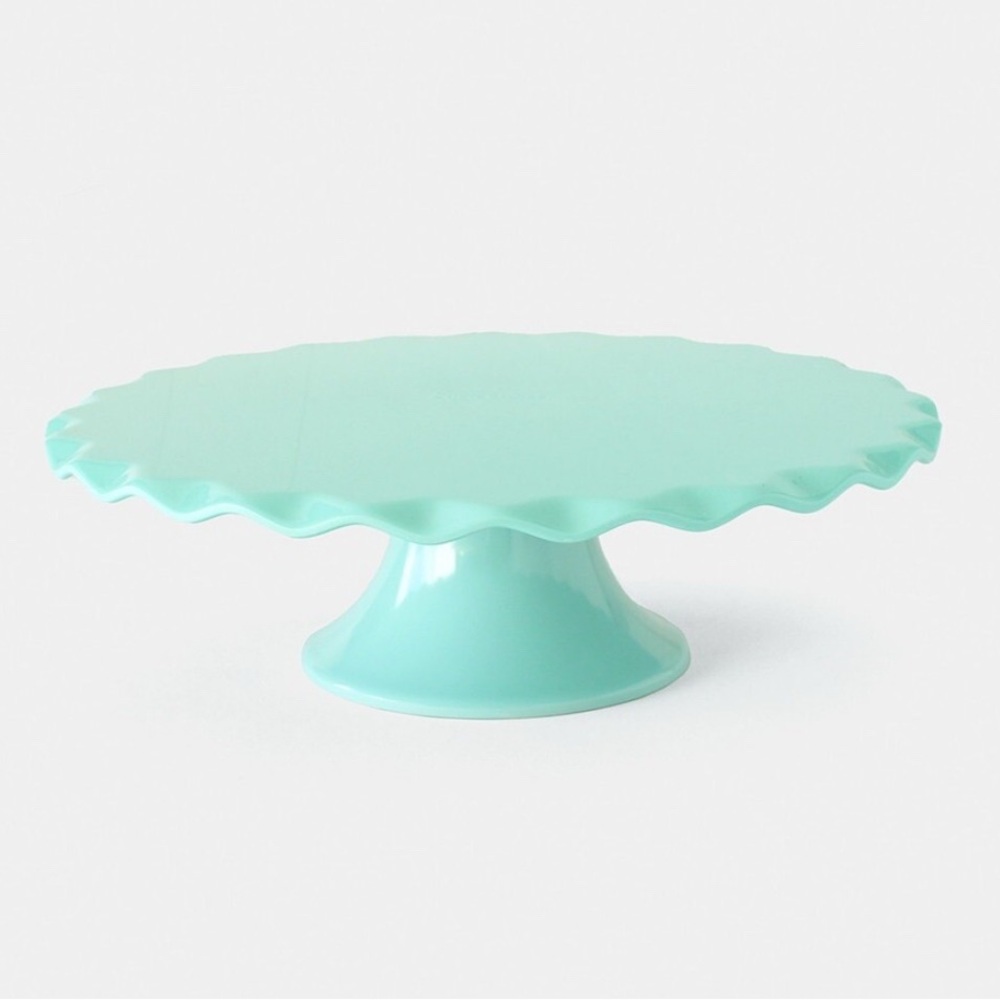 NEW! Limited Edition SUSIE CAKES Aqua Scalloped Rimmed 2Pc CAKE STAND Cupcakes